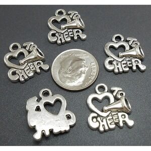 8pcs Love‎ to Cheer Charms, cheerleader, jewelry making supplies